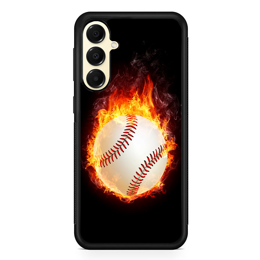 Baseball Ball on Fire Samsung Galaxy A16 Case | Slim Rubber Samsung Galaxy A16 Case
