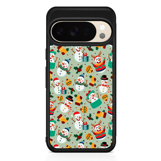 Snowman Cartoon Christmas Pattern Google Pixel 10 Pro XL Case | Slim Google Pixel 10 Pro XL Protective Case