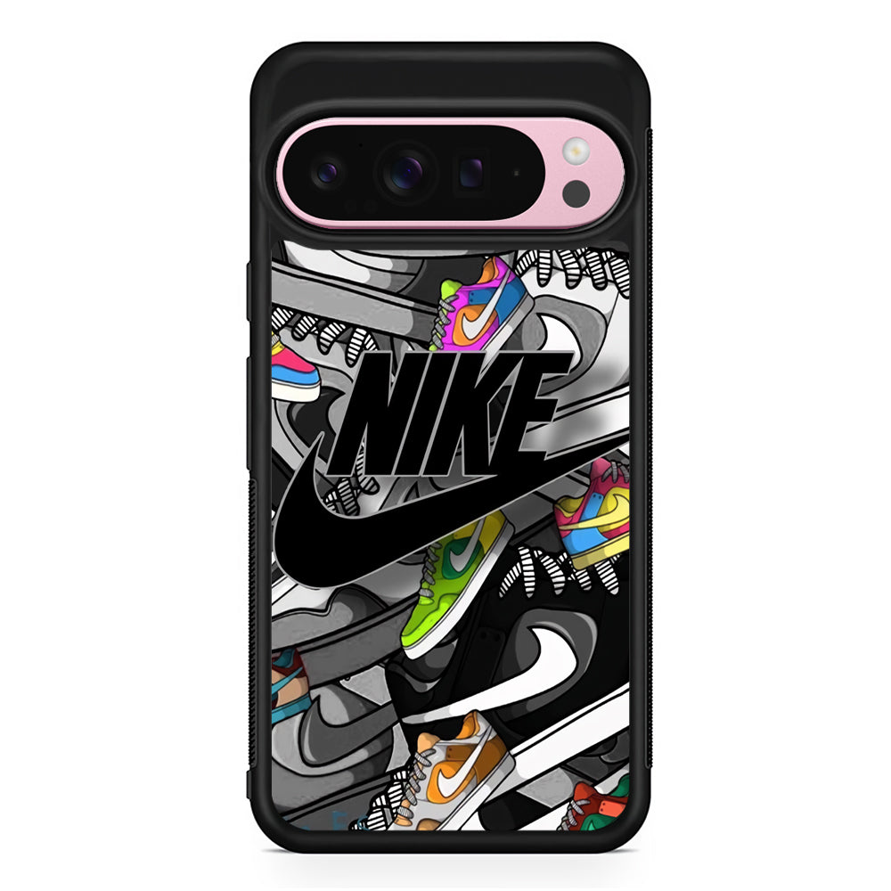 Nike Collection Shoes Black Logo Google Pixel 9 Pro XL Case | Protective Cover