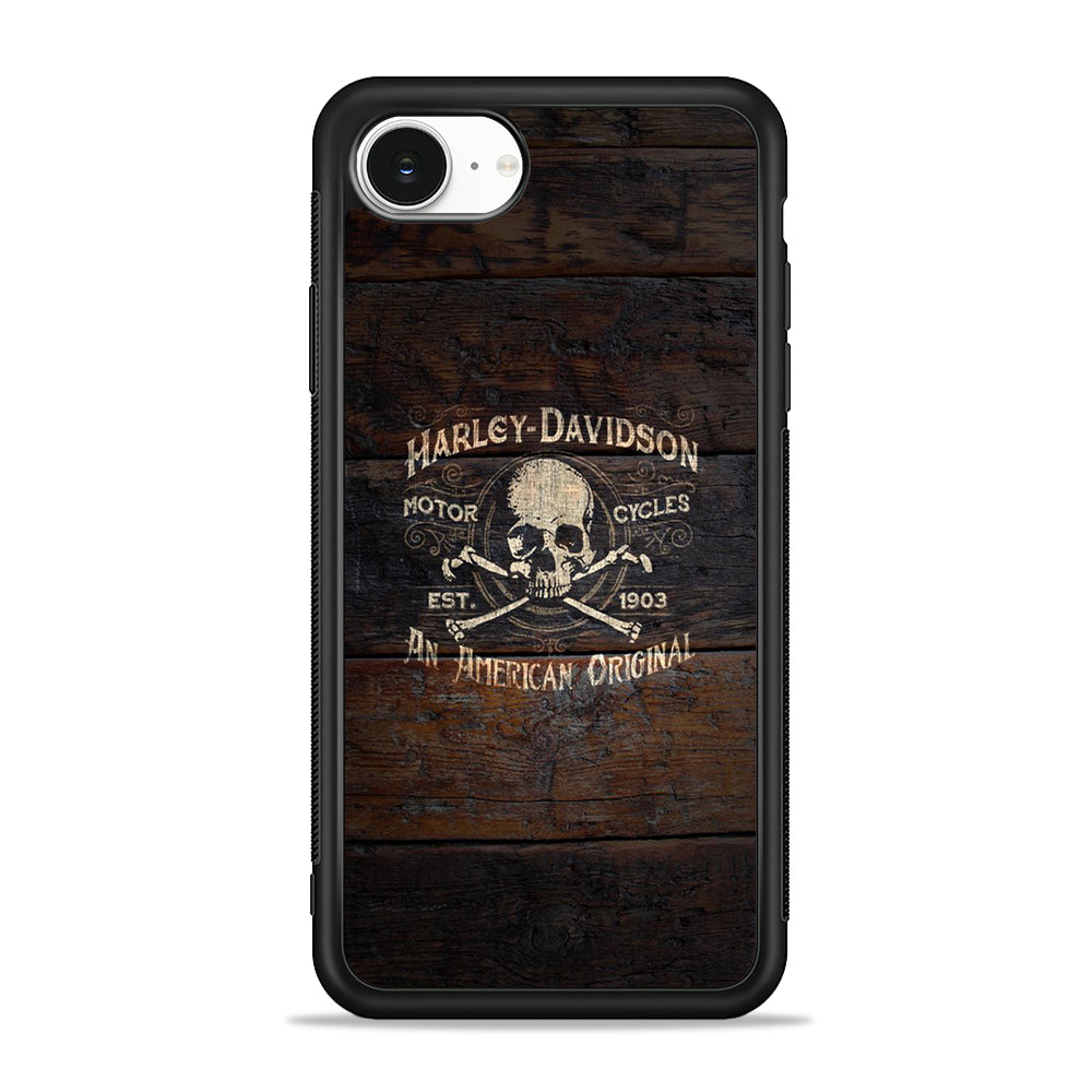 Harley Davidson Skull Logo In Wood iPhone 16e Case - Slim Silicone Case