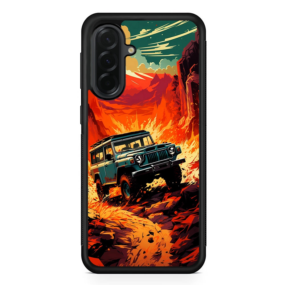 Jeep Offroad Adventure Car Samsung Galaxy A36 Case | Protective Rubber Cover