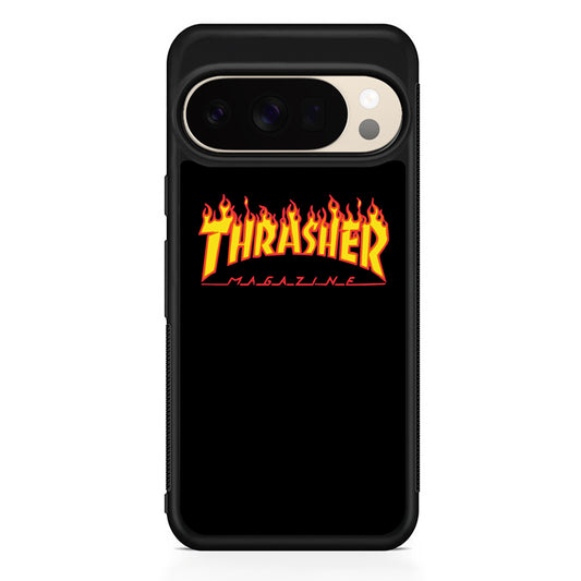 Thrasher Magazine Black Simple Fire Google Pixel 10 Pro XL Case | Durable Google Pixel 10 Pro XL Cover