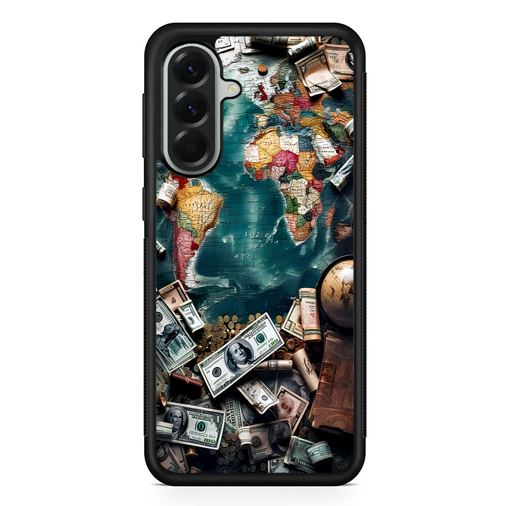 Money on The Map Travel Samsung Galaxy A56 Case | Samsung Galaxy A56 Protective Rubber Case