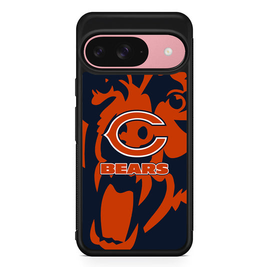 NFL Chicago Bears Scream Silhouette Google Pixel 9 Case | Google Pixel 9 Protective Rubber Case