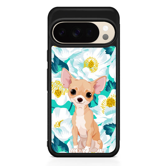 Chihuahua Dog Flower Blue Google Pixel 10 Pro XL Case | Slim Google Pixel 10 Pro XL Protective Case