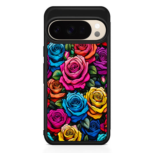 Colourful Roses Flowers Aesthetic Google Pixel 10 Pro XL Case | Slim Google Pixel 10 Pro XL Protective Case