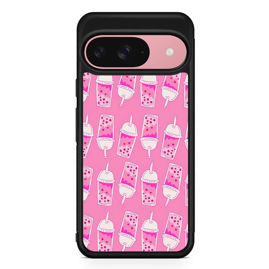 Bubble Tea Pink Pattern Google Pixel 9 Case | Google Pixel 9 Protective Rubber Case