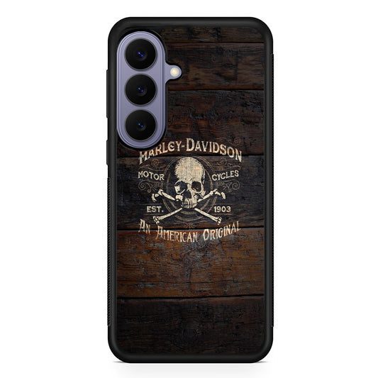 Harley Davidson Skull Logo In Wood Samsung Galaxy S26 Case | Lightweight Samsung Galaxy S26 Phone Case