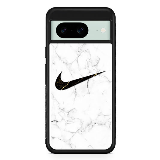 Nike Gold Line in Marble Google Pixel 8 Case | Slim Rubber Case for Google Pixel 8