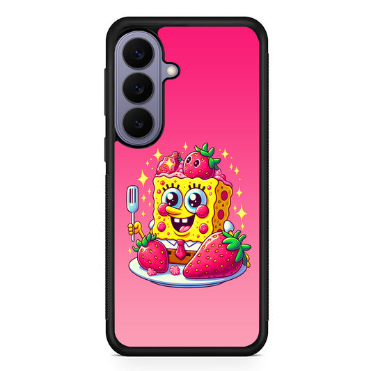 SpongeBob Eating Strawberry Samsung Galaxy S26 Case | Durable Rubber Case for Samsung Galaxy S26