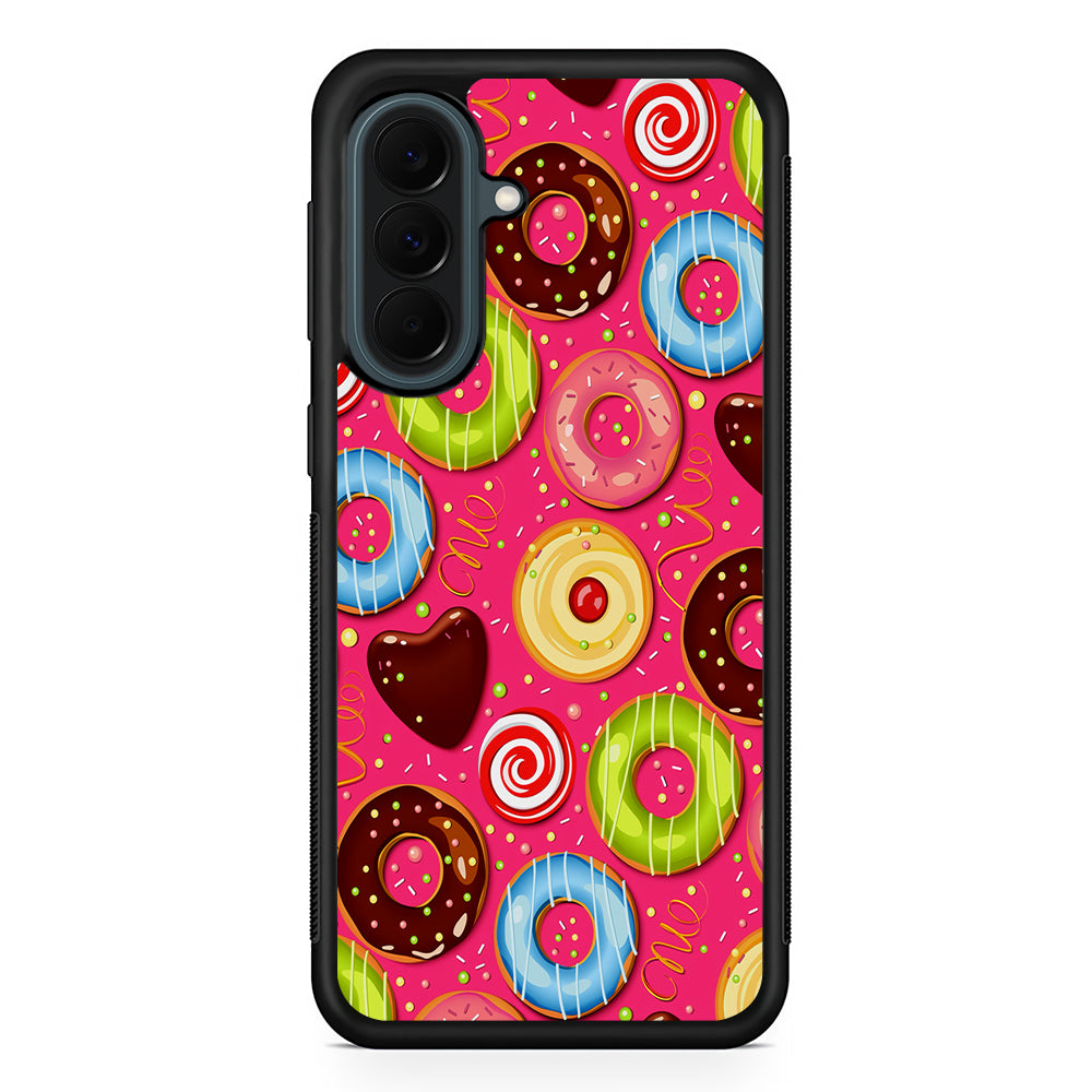 Pink Sweet Cute Donuts Samsung Galaxy A37 Case | Samsung Galaxy A37 Rubber Phone Case