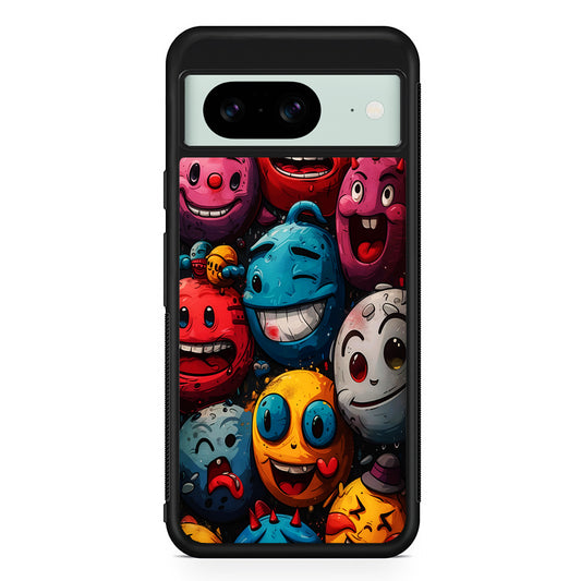 Colorful Funny Emoticons Doodle Google Pixel 8 Case | Durable Protective Cover for Google Pixel 8