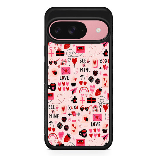 Valentine’s Day Love Pattern Google Pixel 9 Case | Google Pixel 9 Protective Rubber Case