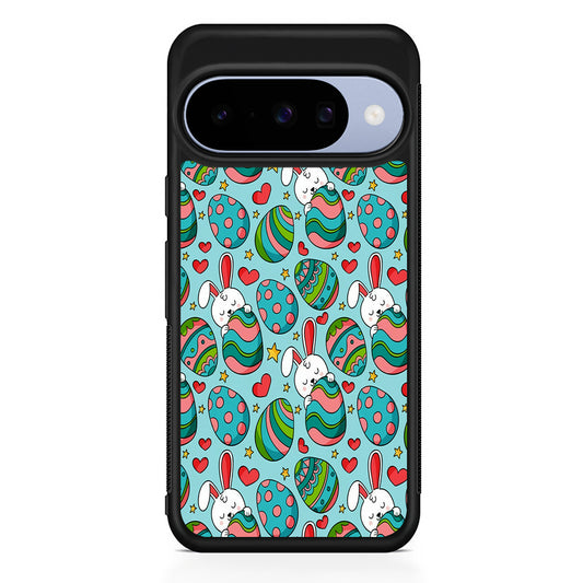 Easter Eggs and Rabbits Pattern Google Pixel 10 Case | Google Pixel 10 Rubber Protective Case