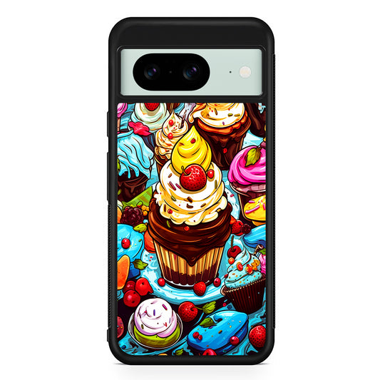 Sweet Desserts Food Doodle Google Pixel 8 Case | Durable Protective Cover for Google Pixel 8