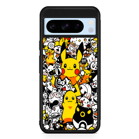 Pokemon Pikachu Doodle Google Pixel 8 Pro Case | Slim Rubber Case for Google Pixel 8 Pro