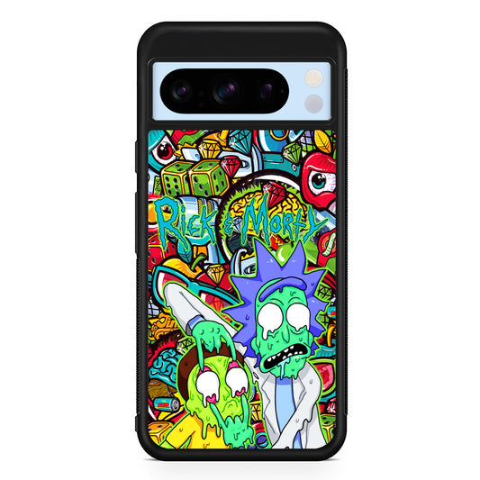 Rick and Morty Melt in Doodle Google Pixel 8 Pro Case | Slim Rubber Case for Google Pixel 8 Pro