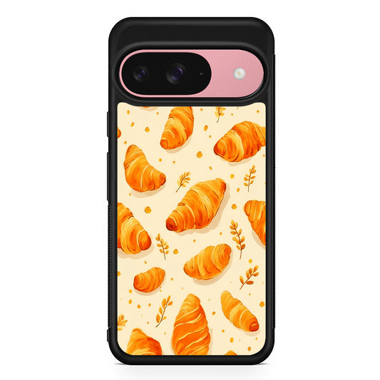 Croissant Dessert Pattern Google Pixel 9 Case | Google Pixel 9 Protective Rubber Case