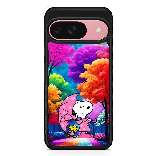 Snoopy and Woodstock in the Forest Google Pixel 9 Case | Google Pixel 9 Protective Rubber Case