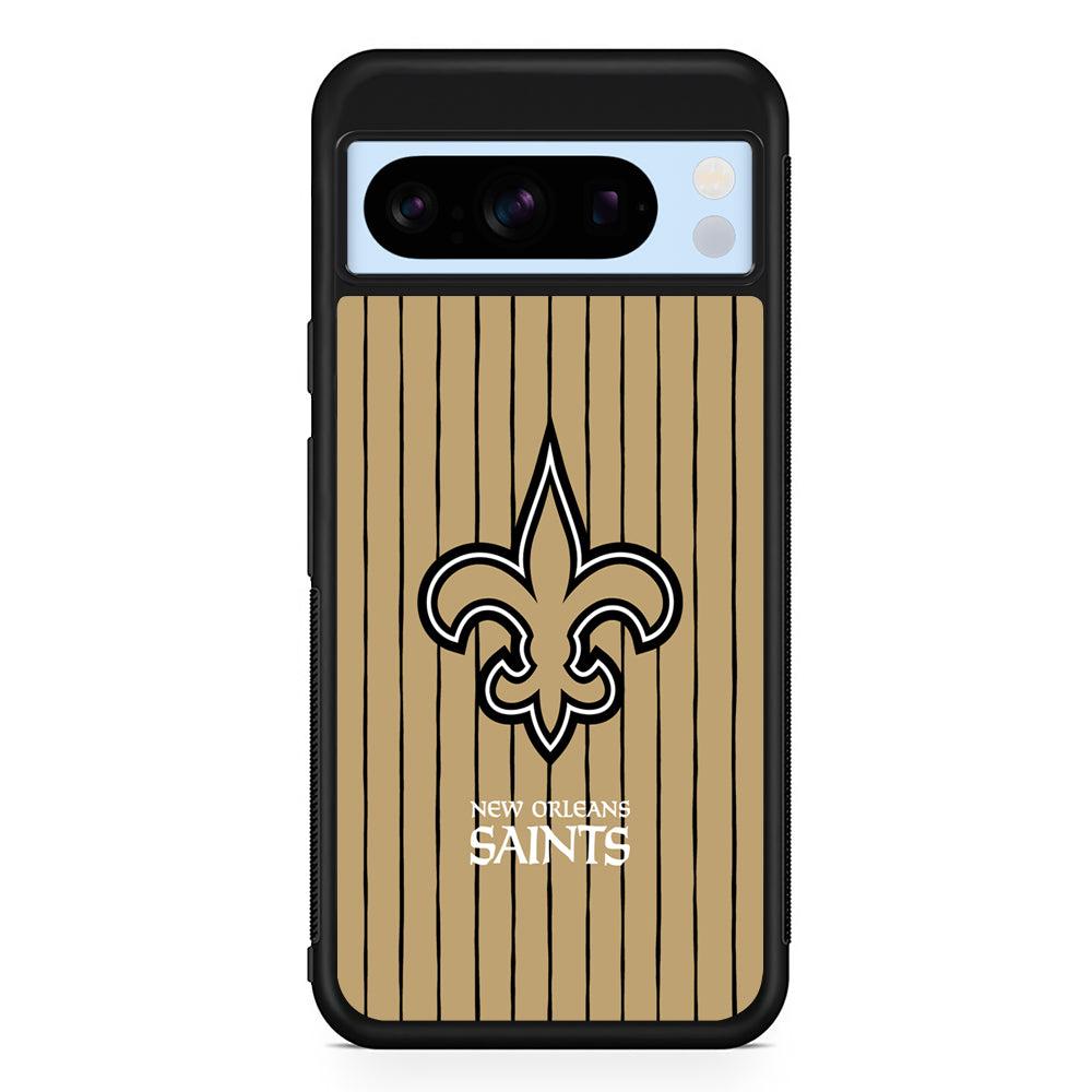 NFL New Orleans Saints Striped Google Pixel 8 Pro Case | Slim Rubber Case for Google Pixel 8 Pro