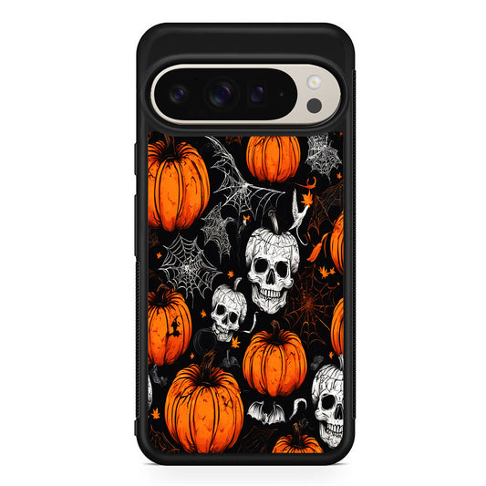Halloween Skull and Spider Webs Google Pixel 9 Pro Case | Slim Protective Cover