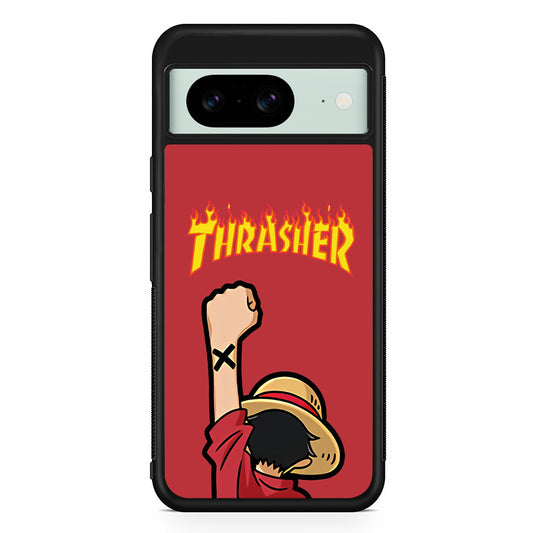 Thrasher Maroon Luffy Google Pixel 8 Case | Slim Rubber Case for Google Pixel 8