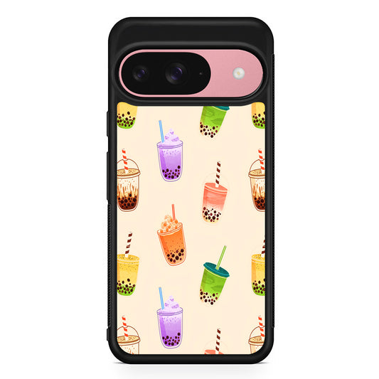 Bubble Tea Cups Colorful Google Pixel 9 Case | Google Pixel 9 Protective Rubber Case