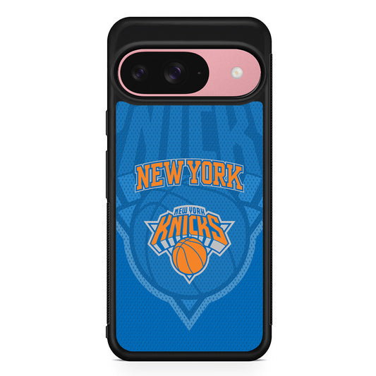NBA New York Knicks Blue Patern Google Pixel 9 Case | Google Pixel 9 Protective Rubber Case