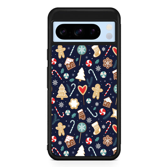 Christmas Ornaments Pattern Navy Google Pixel 8 Pro Case | Slim Rubber Case for Google Pixel 8 Pro