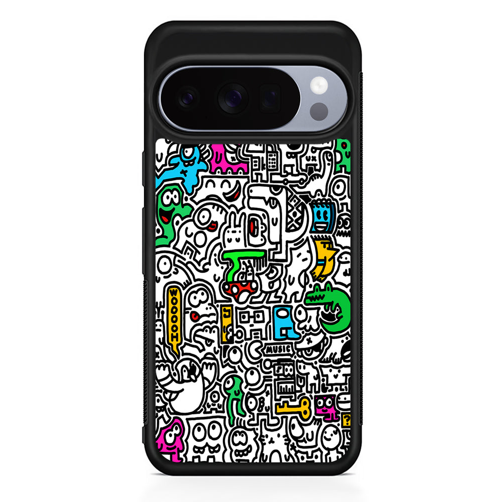 Graffiti Doodle Drawings Art Google Pixel 10 Pro Case | Google Pixel 10 Rubber Protective Case
