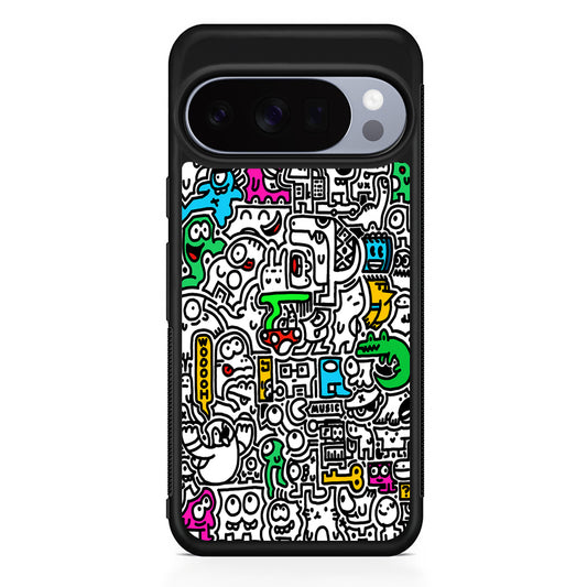 Graffiti Doodle Drawings Art Google Pixel 10 Pro Case | Slim Google Pixel 10 Pro Rubber Case