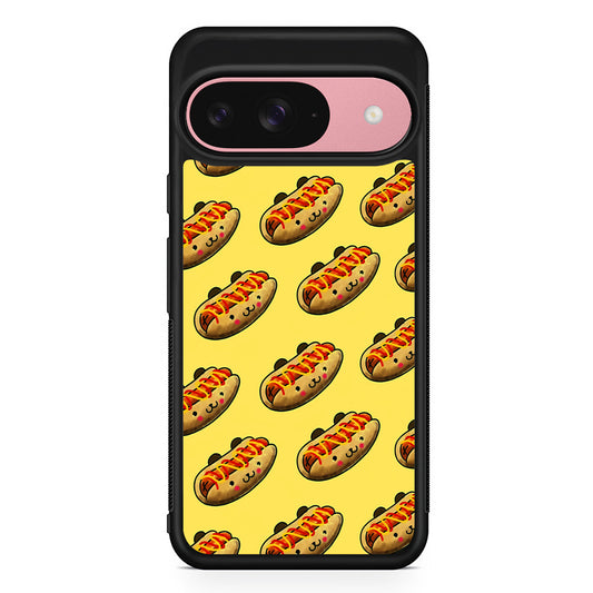 Fast Food Hot Dog Pattern Google Pixel 9 Case | Google Pixel 9 Protective Rubber Case