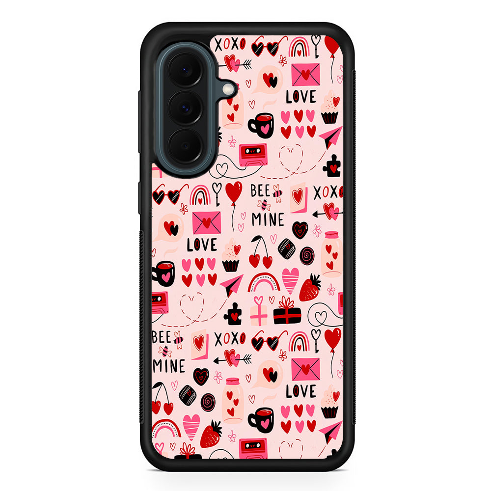 Valentine’s Day Love Pattern Samsung Galaxy A37 Case | Samsung Galaxy A37 Rubber Phone Case