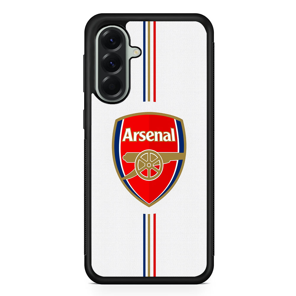 Arsenal Emblem Stripe Line Samsung Galaxy A56 Case | Samsung Galaxy A56 Protective Rubber Case