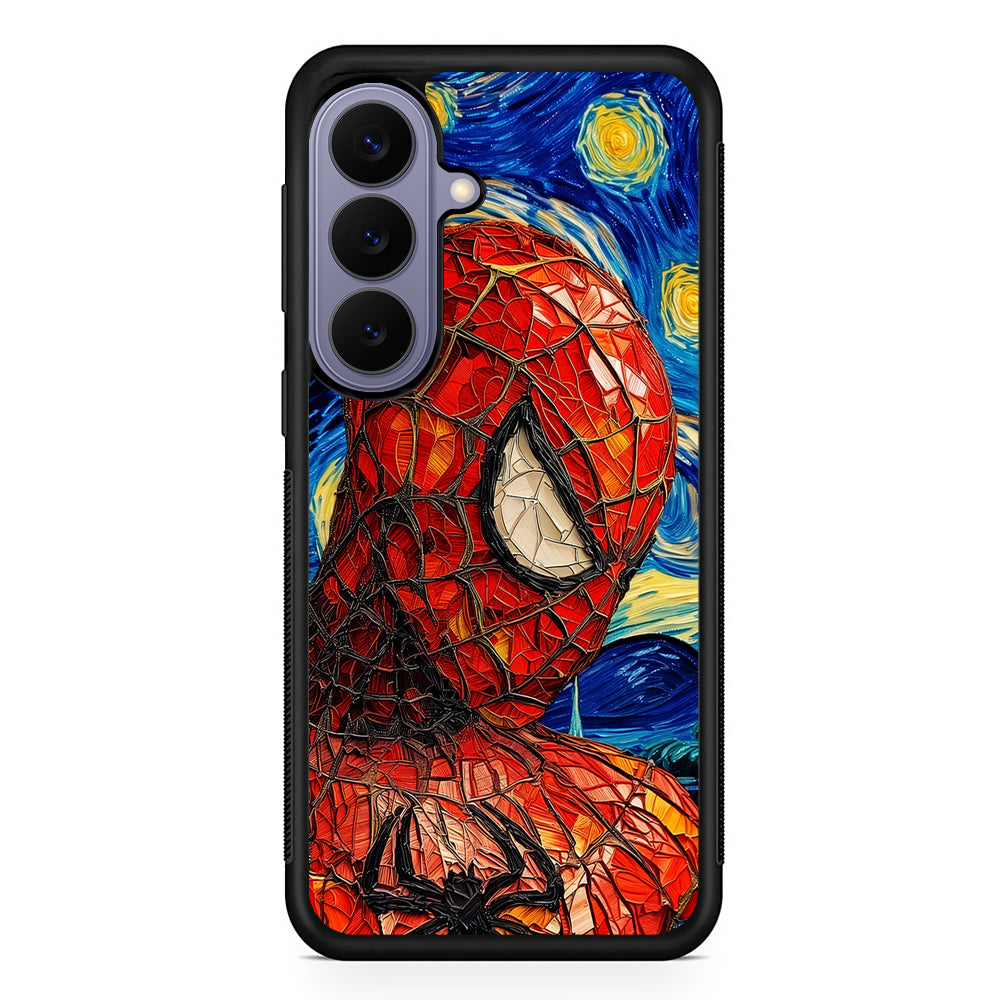 Spiderman Starry Night Samsung Galaxy S26 Case | Durable Rubber Case for Samsung Galaxy S26