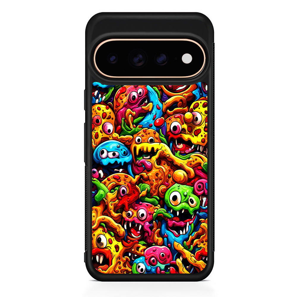 Colorful Monster Doodle Pizza Google Pixel 11 Pro Case - Stylish Protective Phone Case