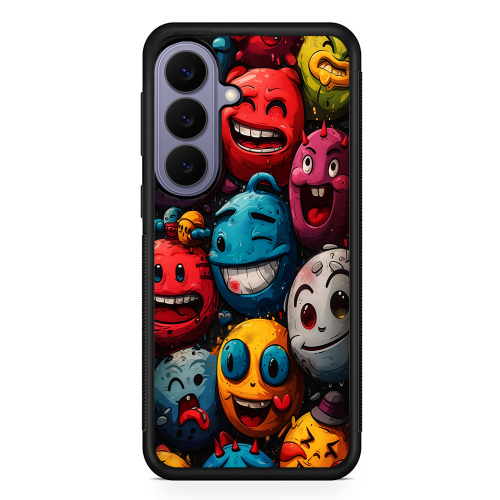 Colorful Funny Emoticons Doodle Samsung Galaxy S26 Case | Durable Rubber Case for Samsung Galaxy S26