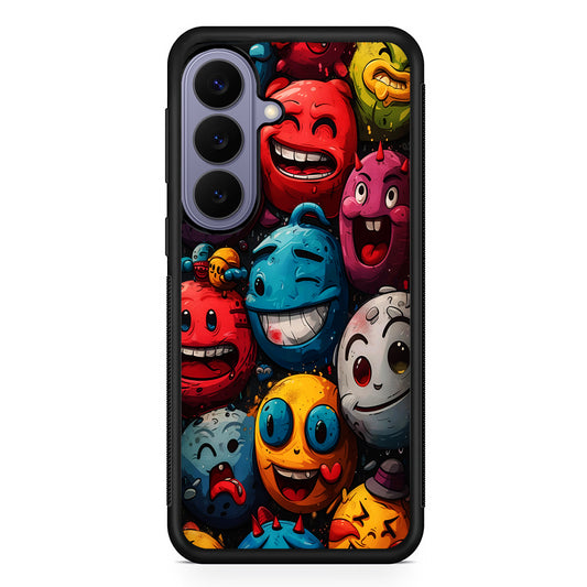 Colorful Funny Emoticons Doodle Samsung Galaxy S26 Case | Durable Rubber Case for Samsung Galaxy S26