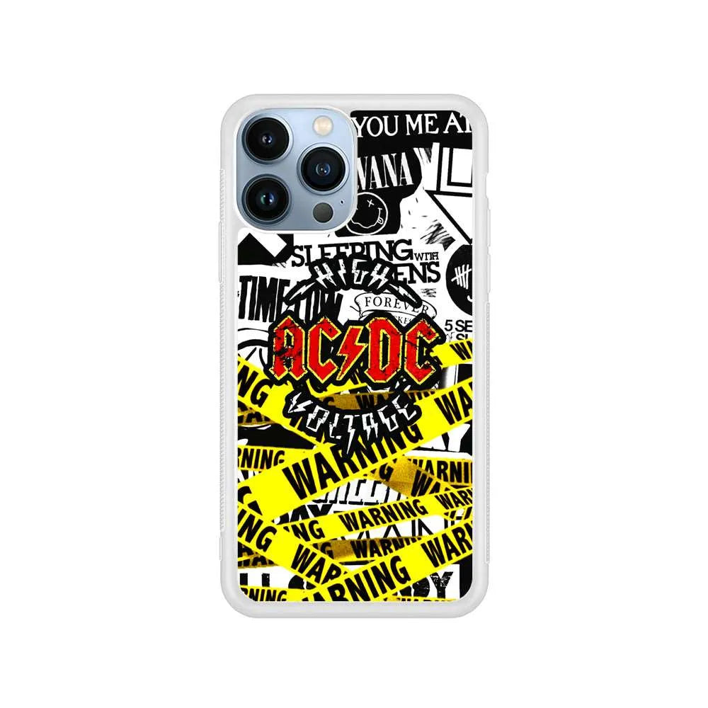 ACDC High Voltage iPhone 15 Pro Max Case-Rubber / White (2D Case)-Xtracase