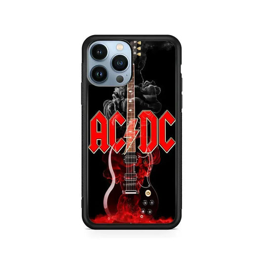 ACDC Rock Guitar iPhone 15 Pro Max Case-Rubber / Black (2D Case)-Xtracase