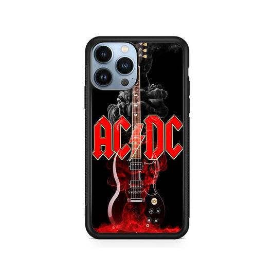 ACDC Rock Guitar iPhone 13 Pro Case-Rubber / Black (2D Case)-Xtracase