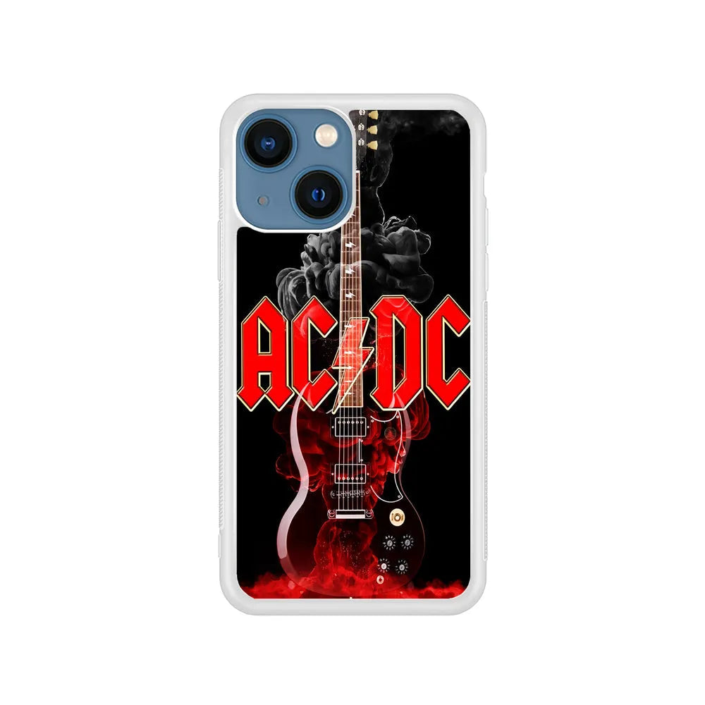 ACDC Rock Guitar iPhone 15 Case-Rubber / White (2D Case)-Xtracase