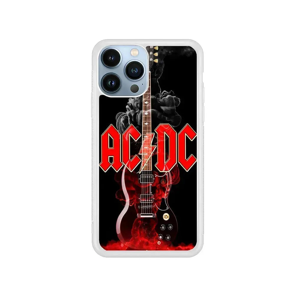 ACDC Rock Guitar iPhone 15 Pro Max Case-Rubber / White (2D Case)-Xtracase