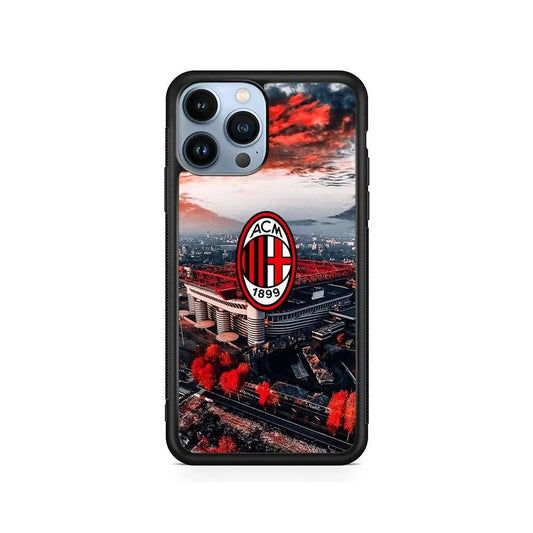 AC Milan San Siro Stadium iPhone 13 Pro Max Case-Rubber / Black (2D Case)-Xtracase