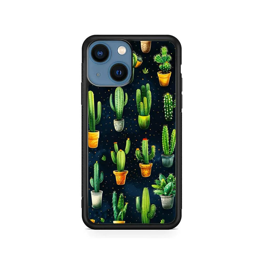A Collection of Cactus in Pots iPhone 15 Plus Case-Rubber / Black (2D Case)-Xtracase