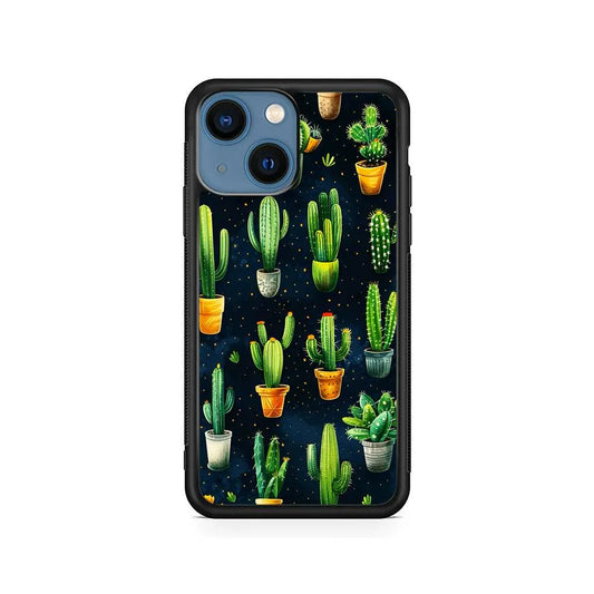A Collection of Cactus in Pots iPhone 15 Plus Case-Rubber / Black (2D Case)-Xtracase