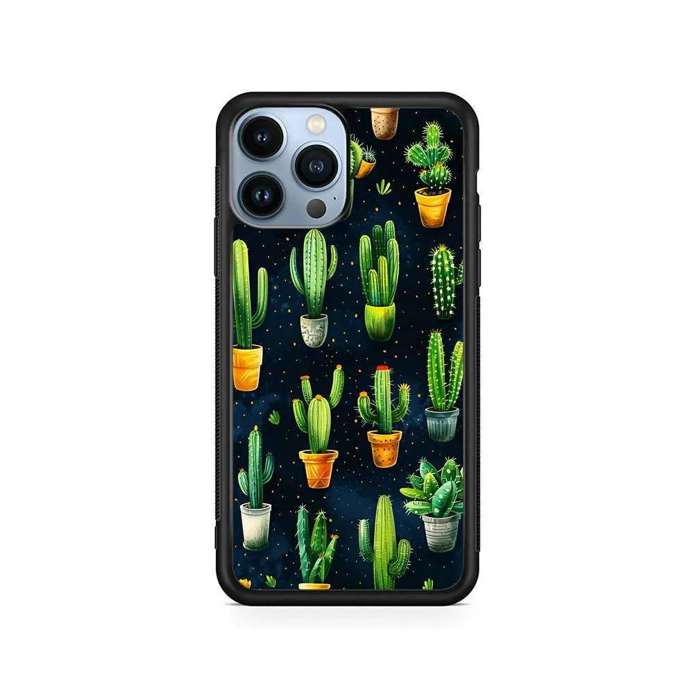 A Collection of Cactus in Pots iPhone 13 Pro Max Case-Rubber / Black (2D Case)-Xtracase