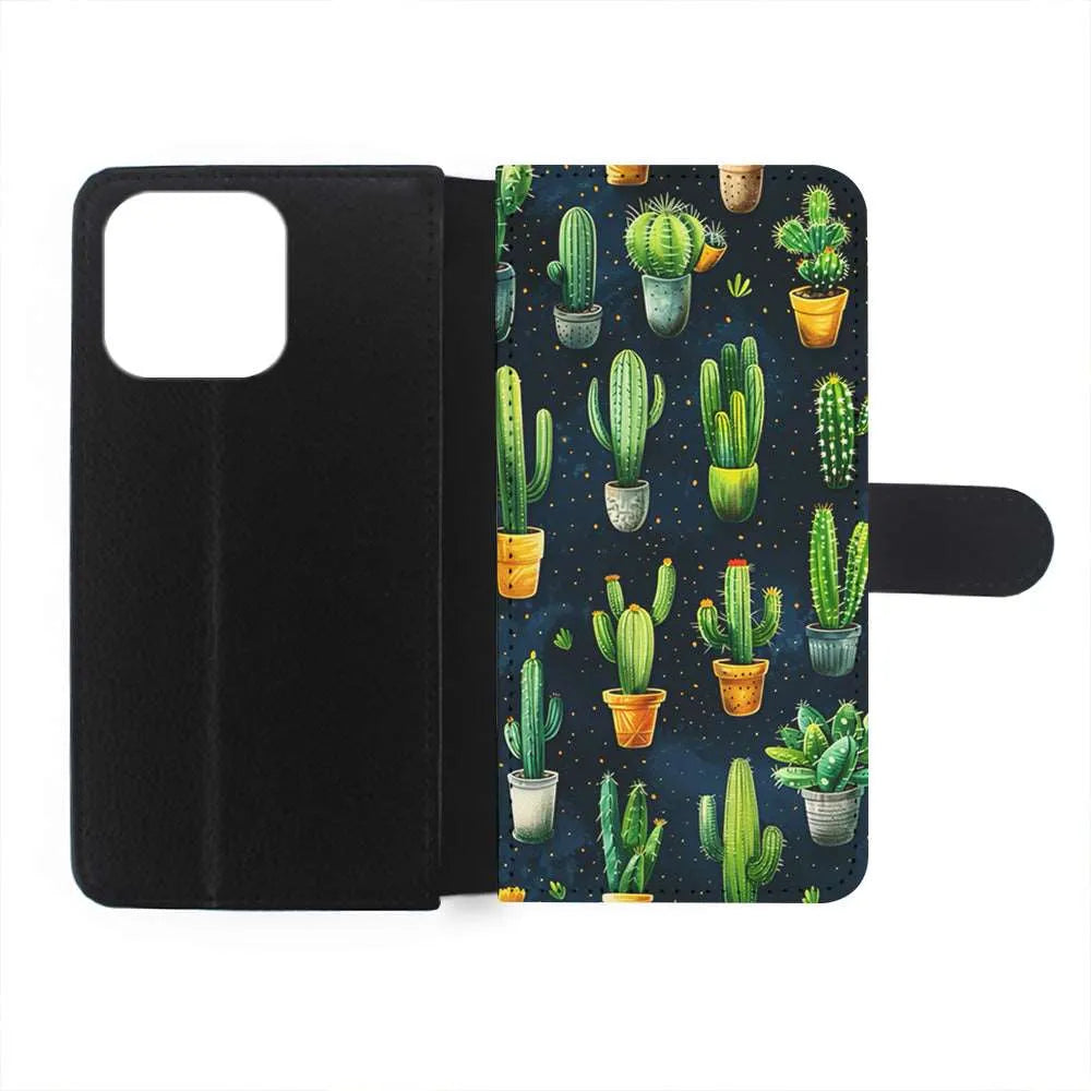 A Collection of Cactus in Pots iPhone 15 Case-Flip Wallet Case-Xtracase