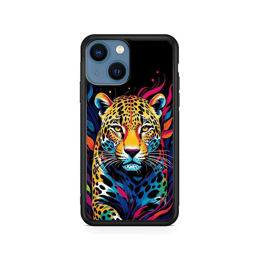 A Colorful Leopard on The Hunt iPhone 15 Plus Case-Rubber / Black (2D Case)-Xtracase