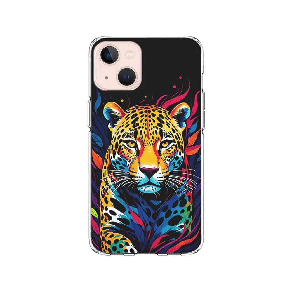 A Colorful Leopard on The Hunt iPhone 14 Plus Case-Clear Soft Case-Xtracase